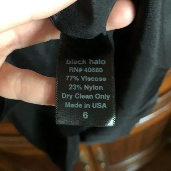 Black Halo Draped Asymmetrical sheath Dress 6 - Picture 4 of 4